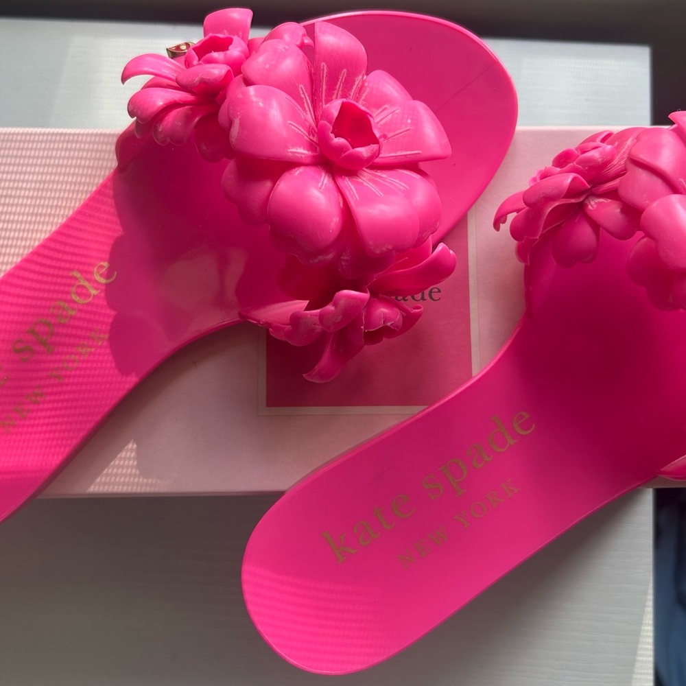 Kate Spade Fuchsia Floral Slides - Picture 2 of 5
